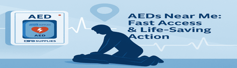 aeds-near-me-fast-access-life-saving-action-banner.png (2) Wall-mounted automated external defibrillator with CPR in progress and location pin icon symbolising nearest AED access in the UK